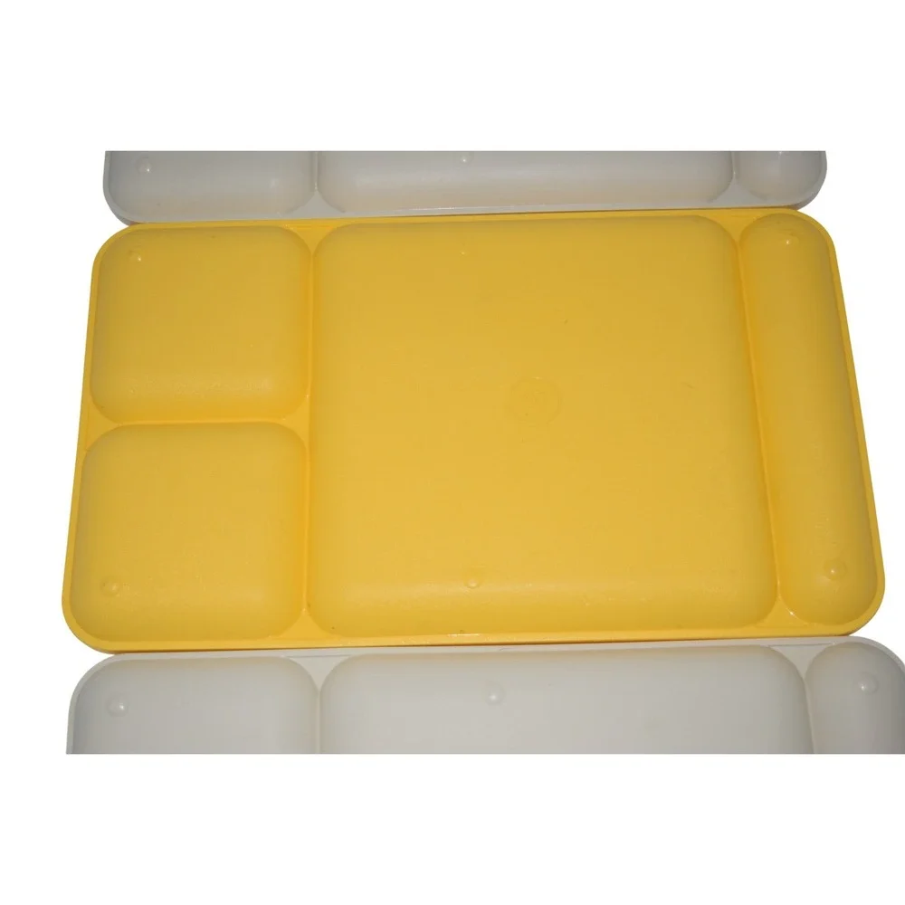 Tupperware‎ Divided Lunch Trays Set of 3 Yellow Cream Retro Fair Compartment